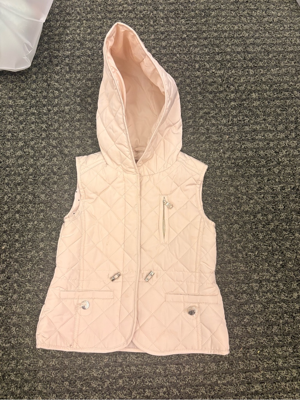 Zara Girls Light Pink Quilted Hooded Vest Size 4 (104 cm)